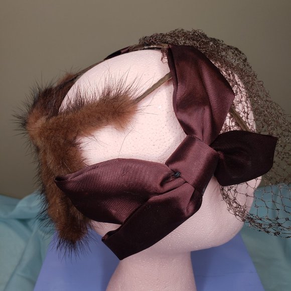 Vintage bow & faux fur headband - Picture 3 of 6